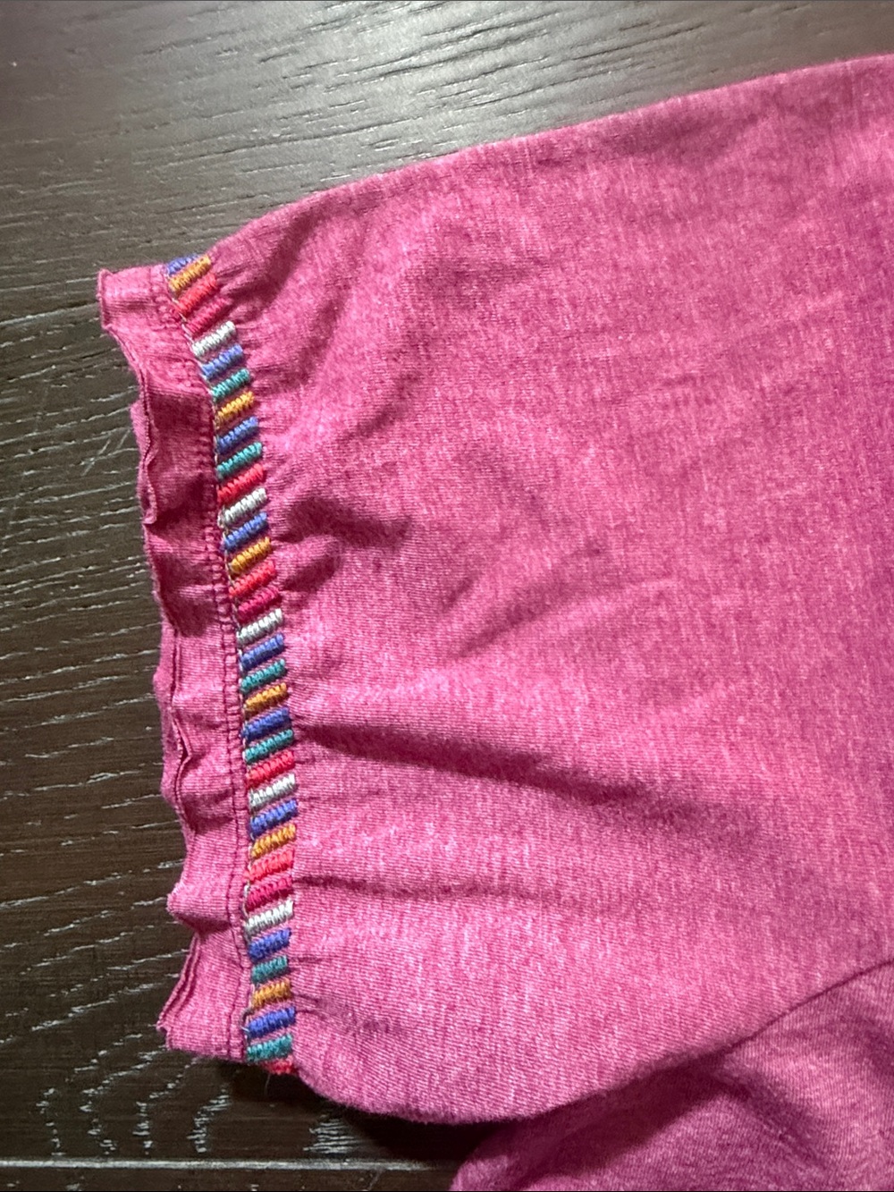 Johnny Was Magenta Pink Embroidered V-Neck Tee - Picture 3 of 9